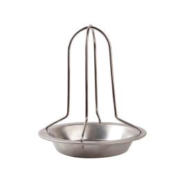 Stainless Steel Chicken Roaster Rack - Folding Vertical Roaster Chicken Holder with Drip Pan for Oven or Barbecue (7.68 by 6.5 Inch)