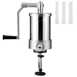 Sausage Stuffer, 2.5LBS/1.5L Capacity, 304 Stainless Steel Vertical Sausage Stuffer, Sausage Filling Machine with 3 Stuffing Tubes