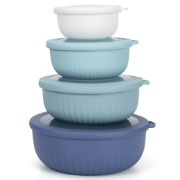 8 Piece Mixing Bowl with Lids Set, Plastic Bowls, Meal Prep Bowl Set, Nesting Mixing Bowls for Space Saving Storage, Ideal for Cooking, Baking