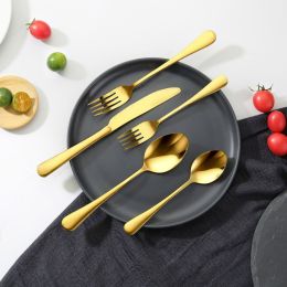 60-Piece Silverware Set Stainless Steel Cutlery Flatware Utensil Kitchen For 12 (Option: Golden)
