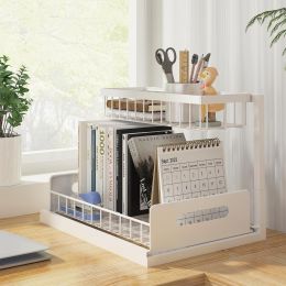 Under Sink Organizer, Pull Out Cabinet Storage 2 Tier Slide Out Sink Shelf, Kitchen Organizers and Storage, Black, 1 Pack (Color: White  1 Pack)