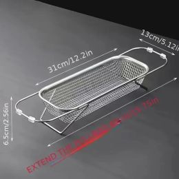 Expandable Stainless Steel Kitchen Sink Drain Basket - Adjustable Dish, Bowl & Cutlery Washing Rack With Space-Saving Design, Drains Forks, Knive (Option: small)